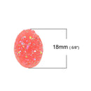10 Oval Resin AB Coral Pink DRUZY CABOCHONS, faux druzy, 18x13mm  cab0413
