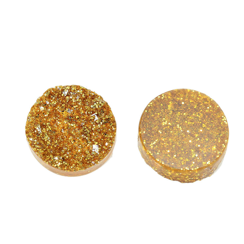 10 Round Resin Sparkly Gold DRUZY CABOCHONS, faux druzy, 12mm  cab0414