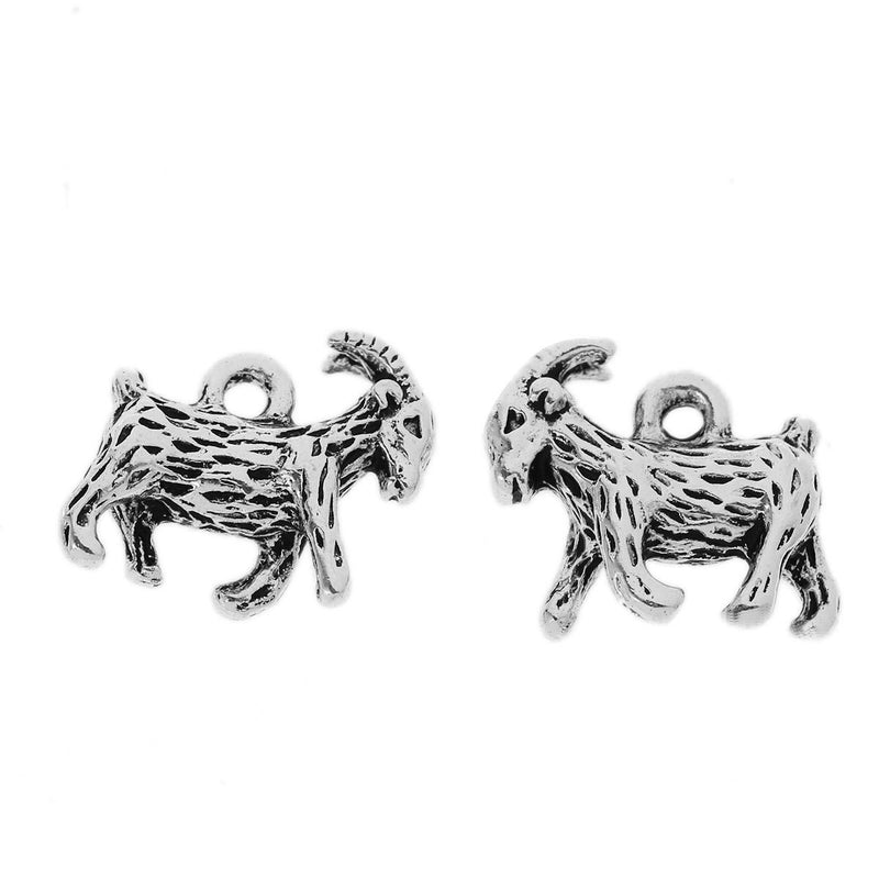 10 Silver GOAT Charm Pendants, billy goat charms, 13x13mm, chs2334