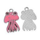 4 PINK JELLYFISH Charms Pendants, Silver charms with enamel,  29x19mm, che0514