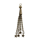 2 Bronze STAR Tassel Pendant Charms, gold plated metal, 3.25" long chb0425