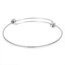 5 SILVER Bangle Charm Bracelet, triple wrap adjustable size, expandable, fits medium to large wrist, thick 14 gauge, 8-1/4" fin0527