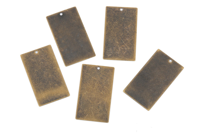 10 Distressed Brass Stamping Blanks, Charms, LARGE RECTANGLE shape 1 1/4" x 3/4" 32x18mm, 24 gauge msb0308