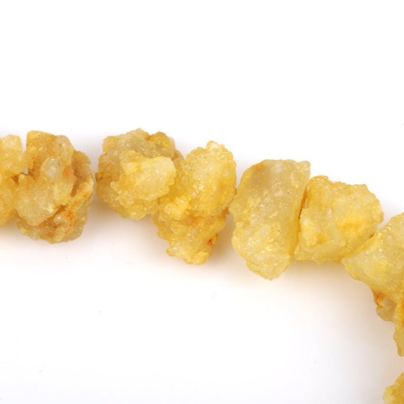 Druzy Quartz Nugget Beads, gemstone beads, agate geode beads, BUTTERY YELLOW, half strand, gdz0166