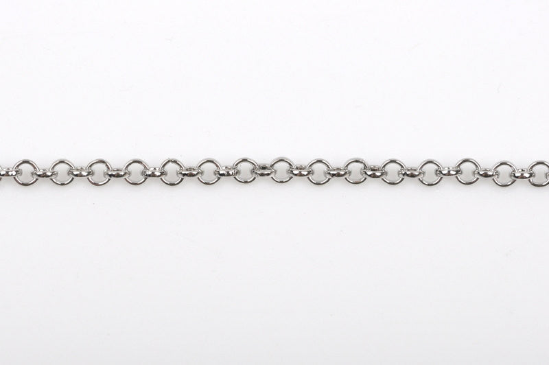 1 yard (3 feet) Silver Tone Rolo Chain, Round Rolo Links are 3mm, fch0396a