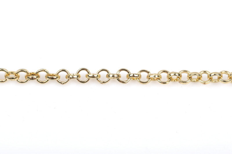 1 yard (3 feet) Light Gold Rolo Chain, Round Rolo Links are 3mm, fch0397a