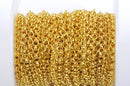 1 yard (3 feet) Bright Gold Plated Rolo Chain, Round Rolo Links are 3mm, fch0400a