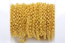 1 yard (3 feet) Bright Gold Plated Rolo Chain, Round Rolo Links are 3mm, fch0400a