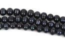 8mm to 9mm Cultured Freshwater Round Potato Pearls, Black with Peacock Sheen, full strand, about 50 beads, gpe0037