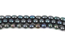 8mm to 9mm Cultured Freshwater Rice Pearls, Black with Peacock Sheen, full strand, about 34 beads, gpe0040