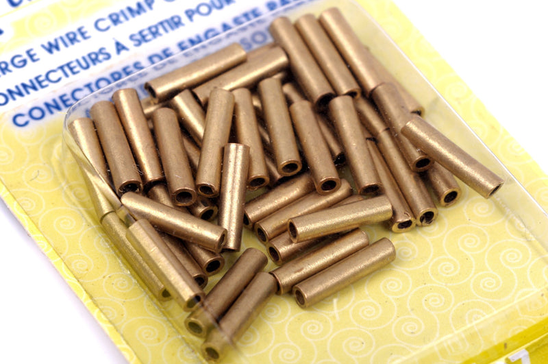 10mm Brass Large Wire Crimp Tube Connectors, Artistic Wire, Use with 12 gauge (2.1mm) wire, gold color, 50 pcs, fin0531