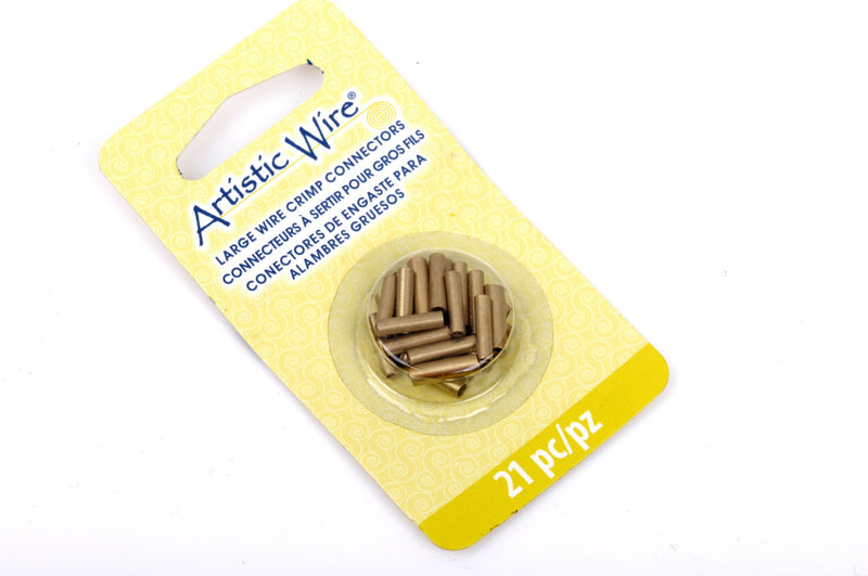 10mm Brass Large Wire Crimp Tube Connectors, Artistic Wire, Use with 12, 14, 16 gauge wire, gold color, 21 pcs, fin0532