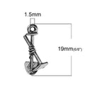 10 GARDENING Theme Charm Pendants, Shovel and Hoe Tools, 19x9mm, chs2350