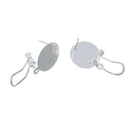 10 Post Earring Blanks with Clip On Back, silver plated metal  (5 pairs), fits 15mm cabochon, fin0541