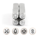 Set of 4 SOUTHWESTERN Design Stamps, ImpressArt Metal Design Stamps, 4-pack, 6mm, Arrows, Arrowhead, Thunderbird, Dreamcatcher, tol0524