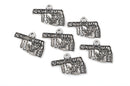 8 OKLAHOMA STATE Cutout Charm Pendants, textured silver tone metal, 21x15mm, chs2355