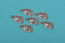 8 OKLAHOMA STATE Cutout Charm Pendants, textured silver tone metal, 21x15mm, chs2355