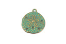 10 SAND DOLLAR Shell Charm Pendants, bronze metal with verdigris patina, chb0428