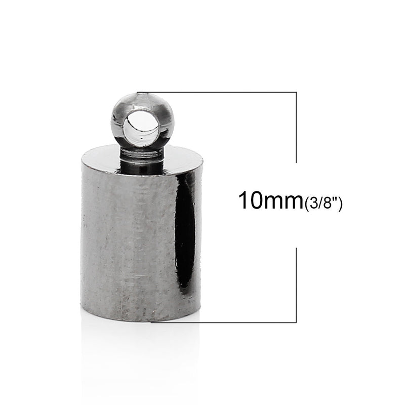 10 Gunmetal End Caps for Kumihimo Jewelry, Leather Cord End Connectors, Bails, Bead Caps, Fits up to 5mm cord, fin0544