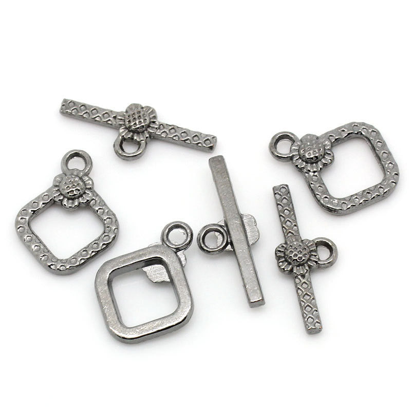 10 sets Gunmetal Toggle Clasps  DAISY FLOWER Design, fcl0185