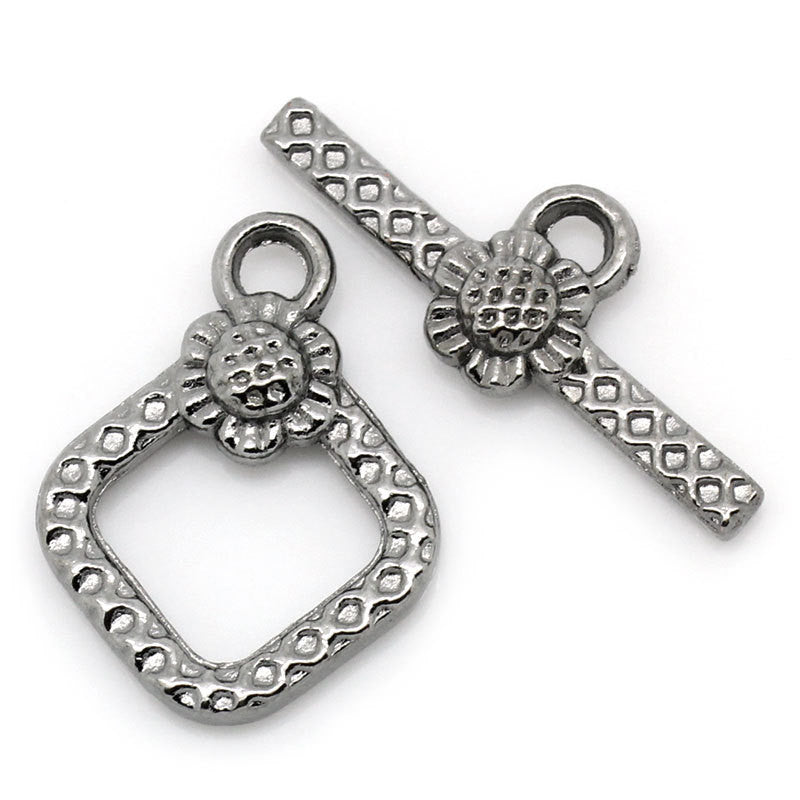 10 sets Gunmetal Toggle Clasps  DAISY FLOWER Design, fcl0185