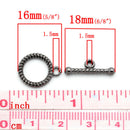 10 Sets Gunmetal Round Circle Toggle Clasps, Twisted Rope Pattern,  fcl0186