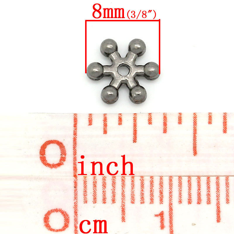50 Gunmetal Black SNOWFLAKE Metal Spacer Beads, 8mm  bme0384