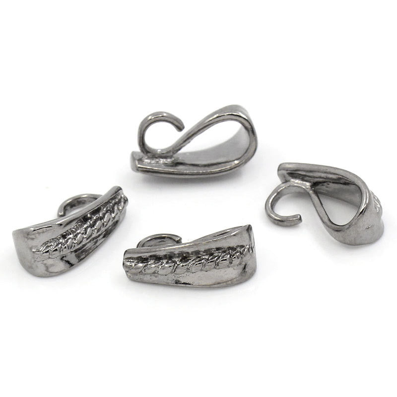 8 Gunmetal Bail Beads, rope scroll design, fits up to 3mm chain, fba0062
