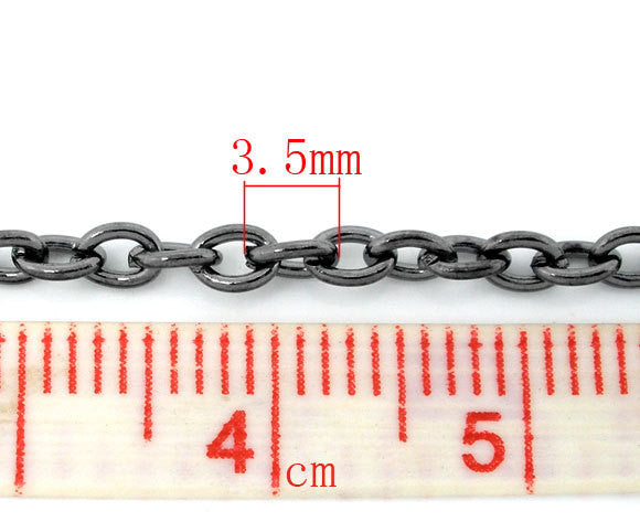 10 meters Bulk Gunmetal CABLE Link Chain (32+ feet), oval links are 3.5x2.5mm, fch0404