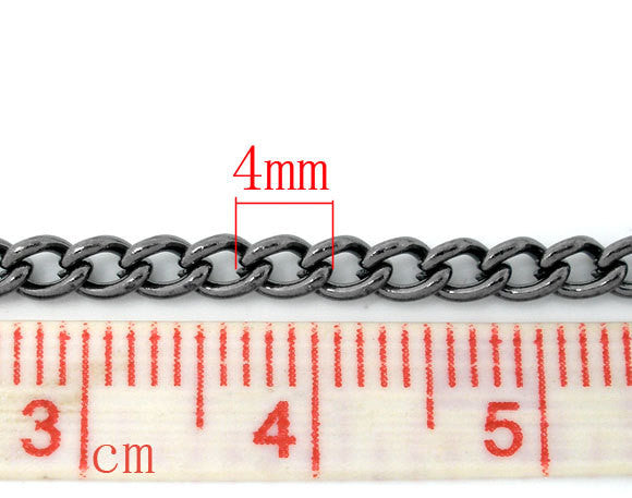 10 meters Bulk Gunmetal CURB Link Chain (32+ feet), oval links are 4x3mm, fch0405