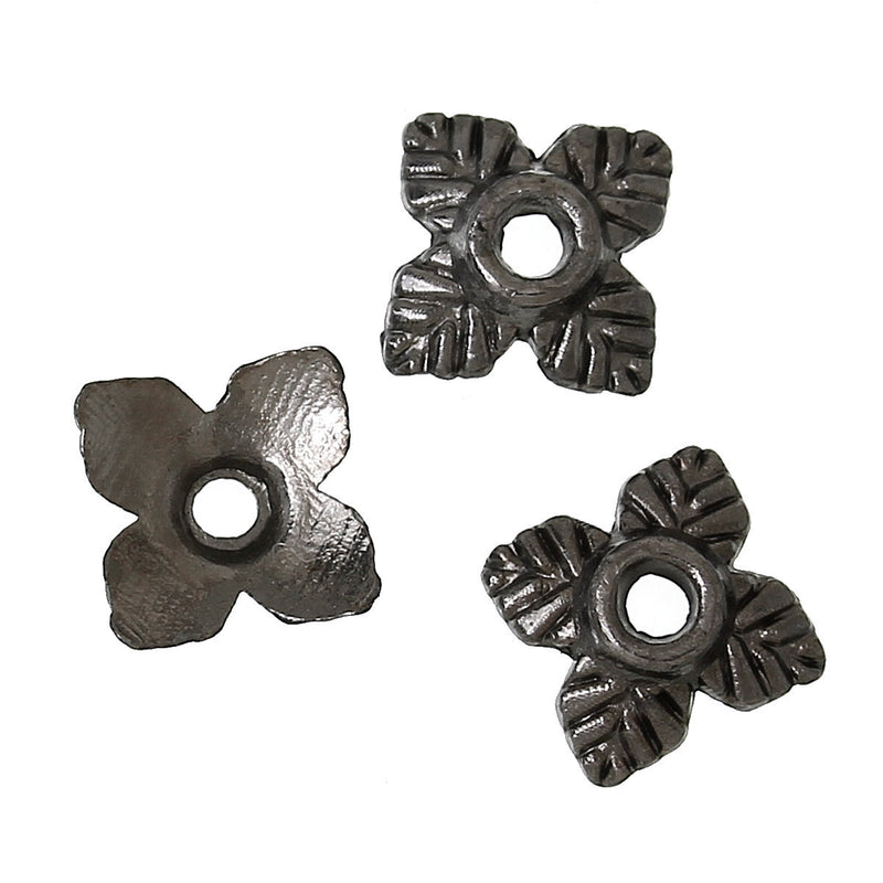 Gunmetal Black Leaf Bead Caps, Leaves Bead End Caps 6mm, fin0546