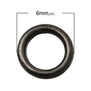 50 PCs 6mm Gunmetal Black Metal Soldered Closed Jump Rings, 1.2mm thick, 16 gauge wire Findings, jum0167