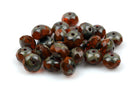 25 BURNT ORANGE Rondelles Czech Glass Beads, Picasso, 8mm, bgl1388