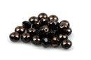 25 BLACK Rondelles Czech Glass Beads, Gold Electroplate, 8mm, bgl1384