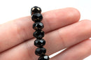 25 BLACK Rondelles Czech Glass Beads, Gold Electroplate, 8mm, bgl1384