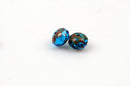 25 TURQUOISE BLUE Rondelles Czech Glass Beads, Picasso, 8mm, bgl1387