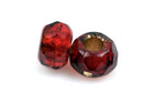 25 RED Rondelles Czech Glass Beads, metallic core, 8mm, bgl1391