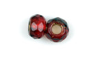 25 RED Rondelles Czech Glass Beads, metallic core, 8mm, bgl1391