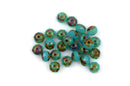 25 Rondelle Czech Pressed Glass Beads, 6mm faceted, turquoise blue green Picasso bgl1396