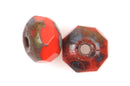 30 CORAL RED Rondelle Czech Pressed Glass Beads, 5mm faceted, Picasso bgl1397