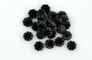 25 Black Picasso FLOWER Czech Pressed Glass Beads, 9mm diameter, bgl1394