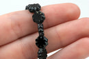 25 Black Picasso FLOWER Czech Pressed Glass Beads, 9mm diameter, bgl1394