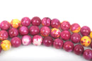 8mm MOSAIC HOWLITE Round Beads, magenta pink, yellow, white, full strand, about 49 beads, how0508