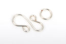 1 Set Chain Maille Clasp and Jump Ring, silver plated over copper base, S hook clasp, 18 gauge, fcl0192
