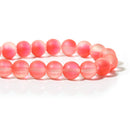 10mm Frosted NEON PINK Glass Beads, double strand, about 80 beads, bgl1403
