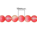 10mm Frosted NEON PINK Glass Beads, double strand, about 80 beads, bgl1403