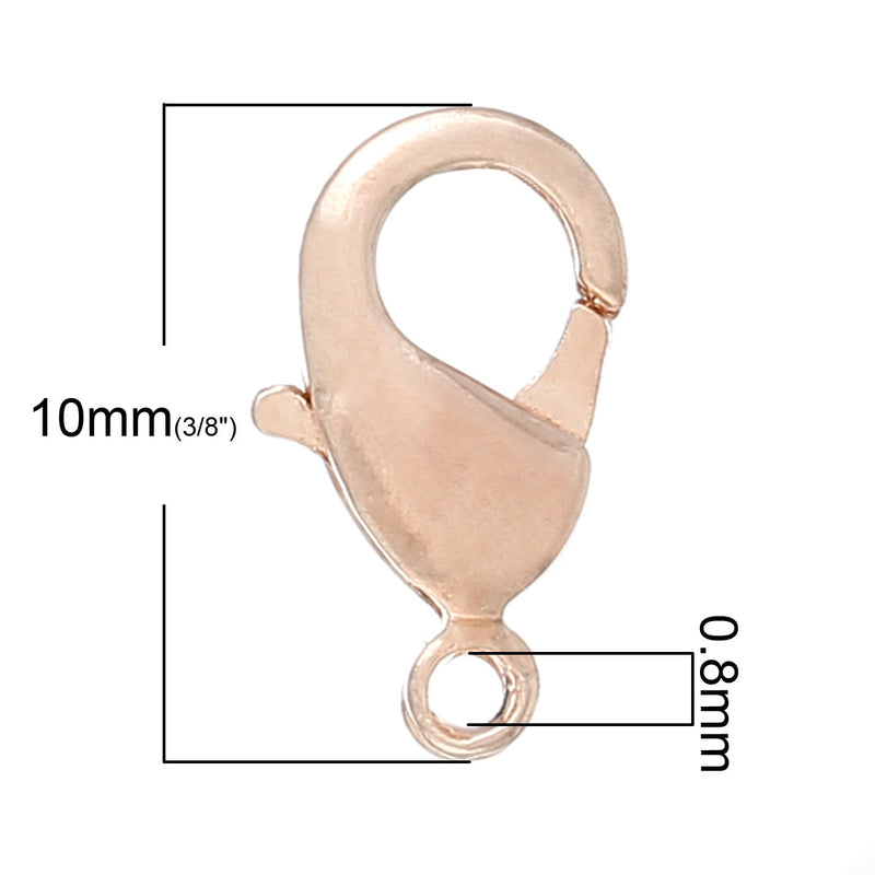 30 ROSE GOLD Copper Lobster Clasps Findings, 10x6mm, fcl0194