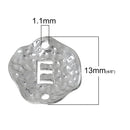 5 Silver letter E connector Charms, Monogram E Charms, Alphabet, hammered metal, 1/2" diameter domed connector links, findings, chs2362