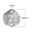 5 Silver letter Z connector Charms, Monogram Z Charms, Alphabet, hammered metal, 1/2" diameter domed connector links, findings, chs2383