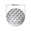 18mm MERMAID FISH Scale Cabochons, Round Resin Metallic, metallic silver, 10 pieces, 11/16"  cab0420